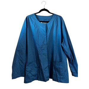 Bring It On Womens Teal Blue Button-Front Jacket 3X Cotton Blend Made In Mexico